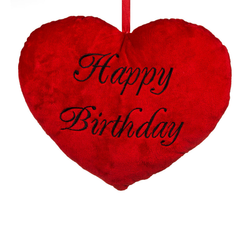 Coussin Happy Birthday En Forme De Cœur Rouge Sur Cadeaux Et Anniversaire