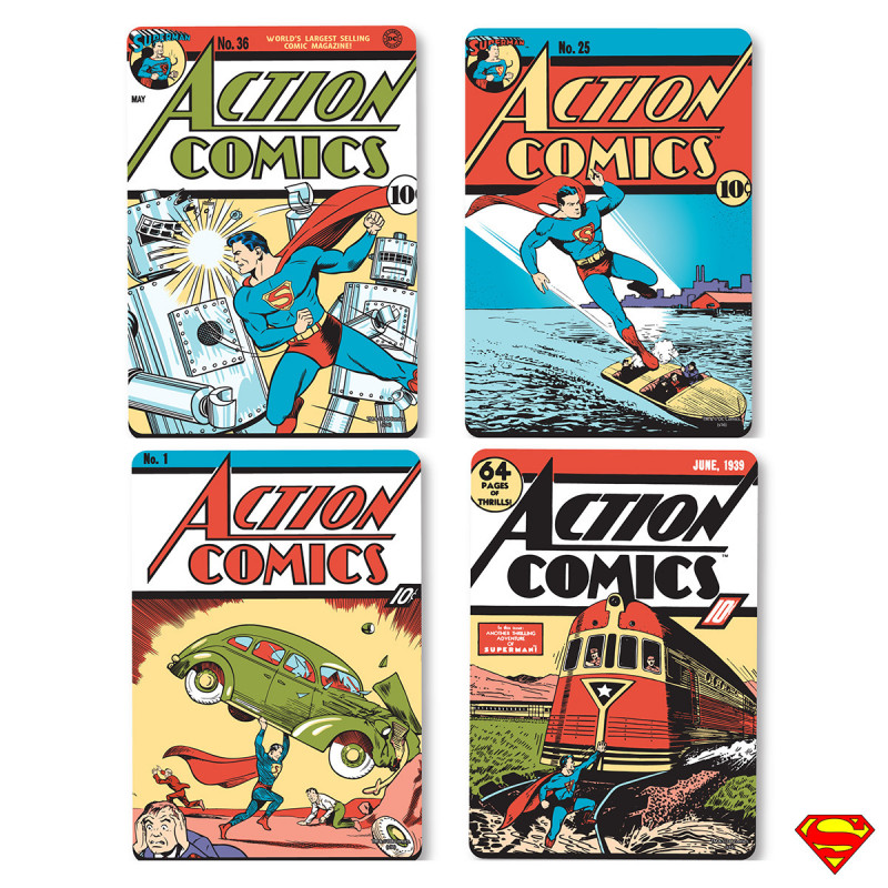Sous Verres Originaux Superman Action Comics De Dc Domics Sur Cadeaux Et Anniversaire