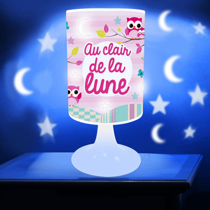 Lampe A Poser Pour Fille Avec Motifs Chouette Et Ciel Etoile Sur Cadeaux Et Anniversaire