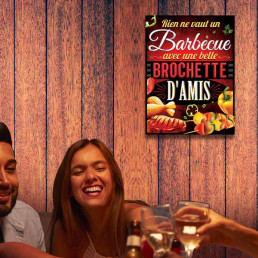 Plaque Métallique Barbecue Brochette d'Amis