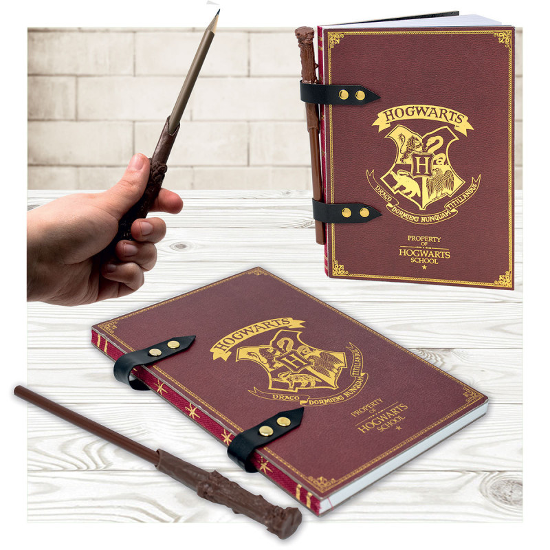 Carnet de notes Poudlard avec crayon baguette Harry Potter sur Cadeaux et  Anniversaire