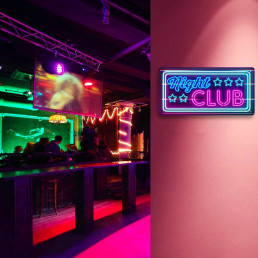Plaque Métallique Night Club Effet Néon
