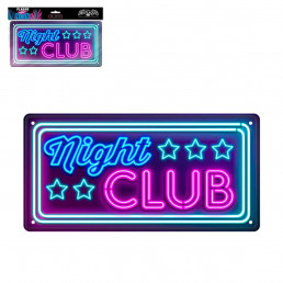 Plaque Métallique Night Club Effet Néon