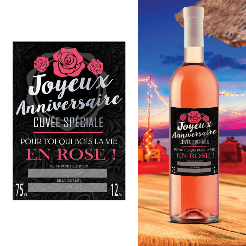 Bouteille De Rose Speciale Anniversaire Sur Cadeaux Et Anniversaire