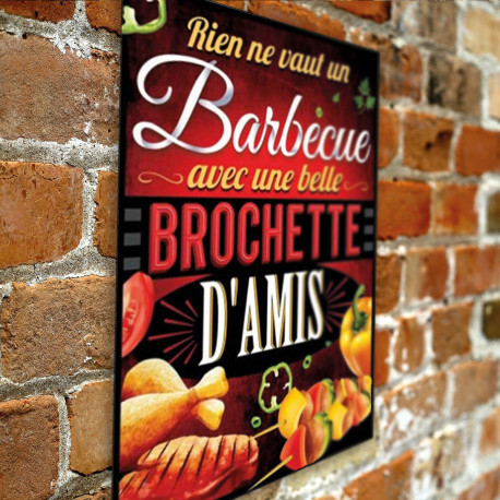 Plaque Métallique Barbecue Brochette d'Amis