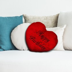 Coussin Coeur Rouge Happy Birthday