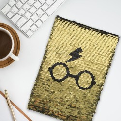 Carnet de Notes Harry Potter à Sequins Noir et Doré