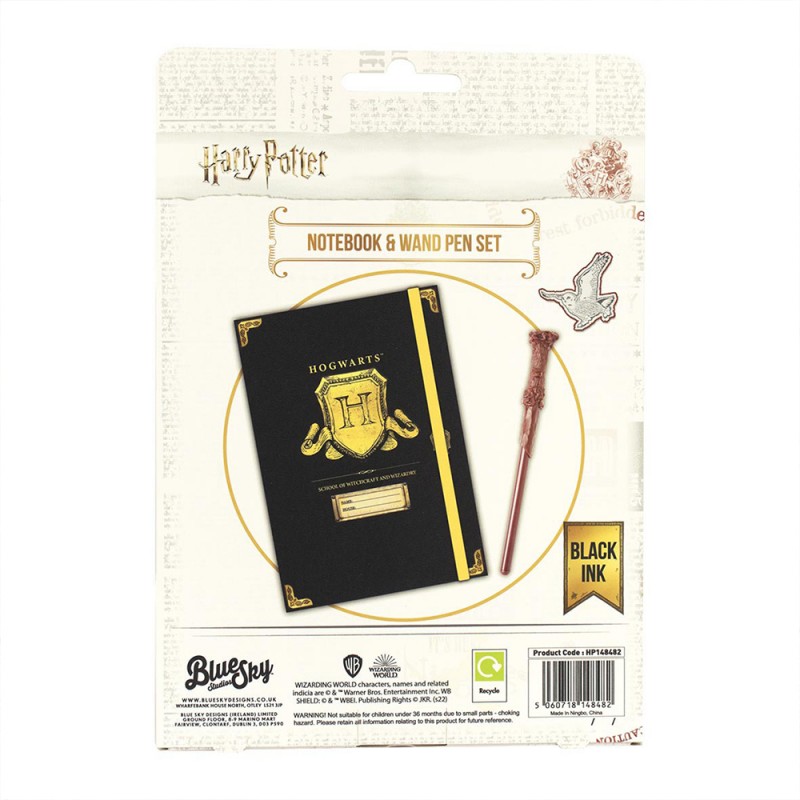 Carnet de notes Poudlard avec crayon baguette Harry Potter sur