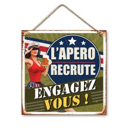 Plaque Métallique L'Apéro Recrute - Engagez-Vous