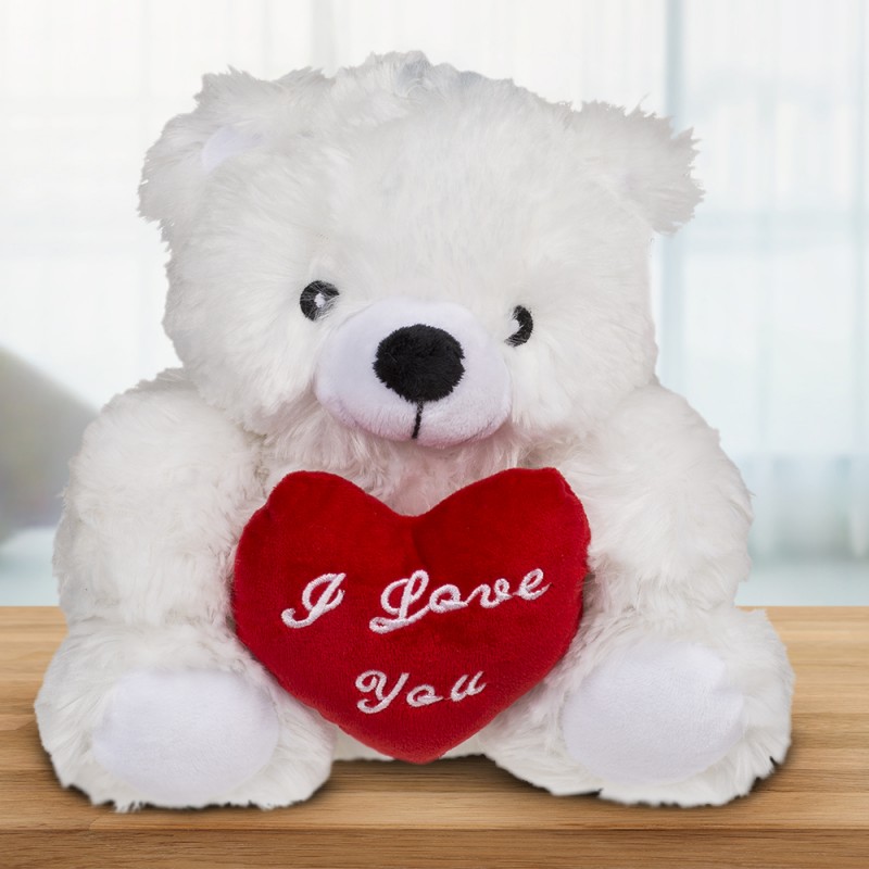 Peluche ours blanc I love you cœur rouge sur Cadeaux et Anniversaire