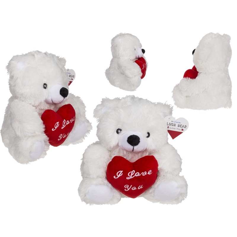 Peluche ours blanc I love you cœur rouge sur Cadeaux et Anniversaire