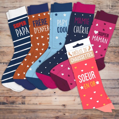 Chaussettes fantaisie membres de la famille sur Cadeaux et