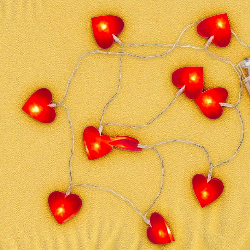 Guirlande Lumineuse Love Cœurs Feutrine sur Cadeaux et Anniversaire