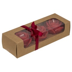 Set de 3 Bougies Roses Rouges