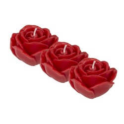 Set de 3 Bougies Roses Rouges