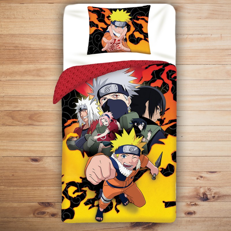 Parure de Lit Manga Naruto Flammes sur Cadeaux et Anniversaire