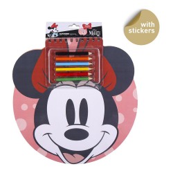 Livret de Coloriage Minnie Disney avec Stickers et Crayons de Couleur