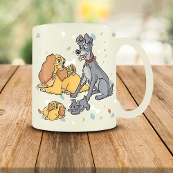 Pack La Belle et le Clochard Disney - Tasse, Sous-Verre et Porte-Clés