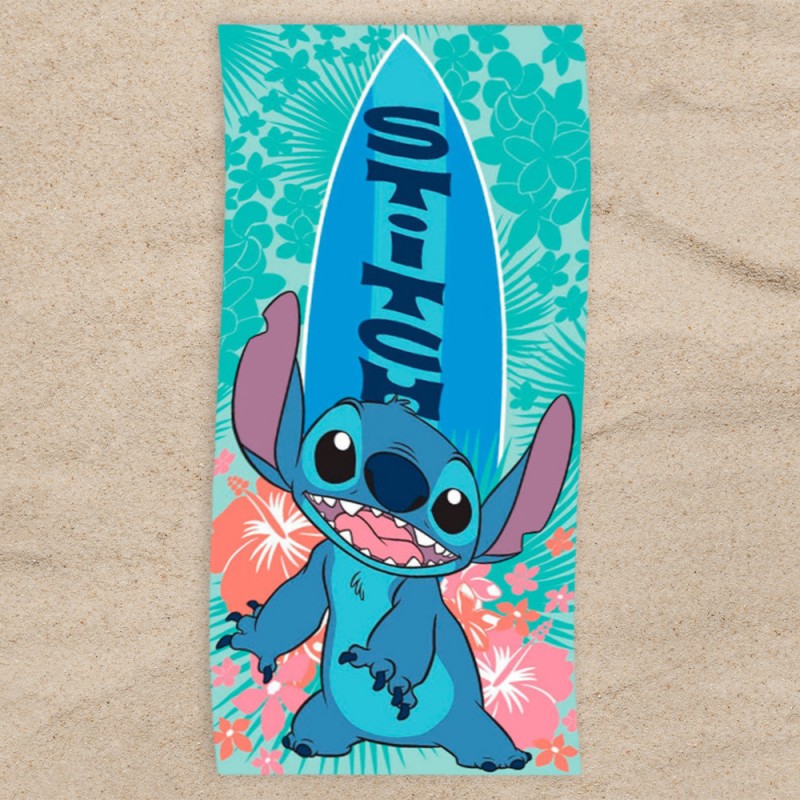 Serviette de Plage Surf Lilo & Stitch Disney Coton sur Cadeaux et Anni