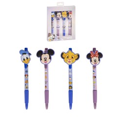 Pack de 4 stylos à bille fantaisie Personnages Disney