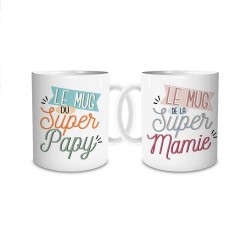 Coffret Duo de Mugs Super Mamie & Super Papy