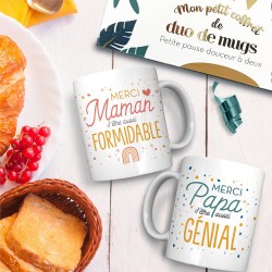 Coffret Duo de Mugs Maman Formidable & Papa Génial
