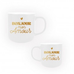 Mug Bonjour Mon Amour Blanc & Doré