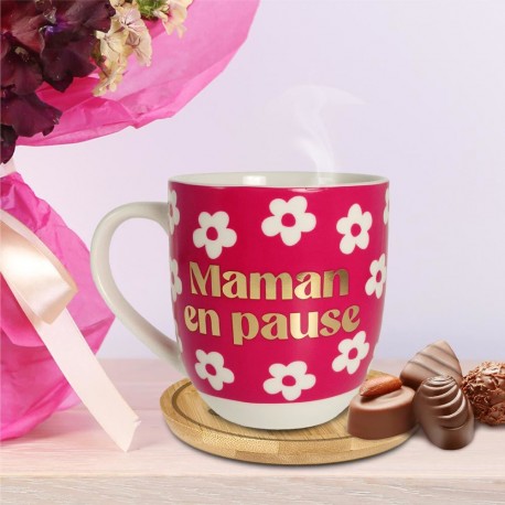 Coffret Cadeau Maman d'Amour en Pause - Tasse et Sous-Tasse