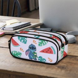 Maxi Trousse Stitch Disney Triple Compartiment - Pastèque et Feuilles