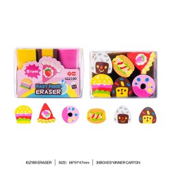 Lot de 6 Gommes Kawaii Fantaisie Multicolores