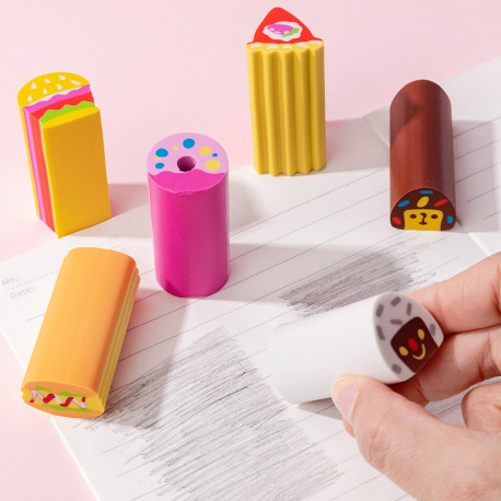 Lot de 6 Gommes Kawaii Fantaisie Multicolores