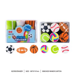 Lot de 6 Gommes Kawaii Fantaisie Multicolores