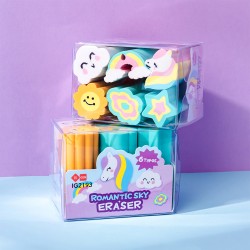 Lot de 6 Gommes Kawaii Fantaisie Multicolores