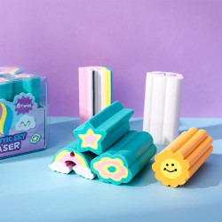 Lot de 6 Gommes Kawaii Fantaisie Multicolores