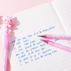 Stylo Gel Animaux Kawaii Rétractable Encre Bleue