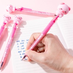 Stylo Gel Animaux Kawaii Rétractable Encre Bleue