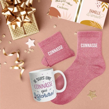 Coffret Cadeaux Paillettes Fantaisie - Tasse & Chaussettes