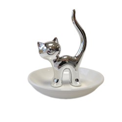 Porte-Bagues Chat Chromé