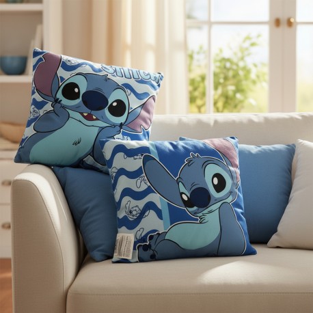 Coussin Stitch Carré Disney Bleu