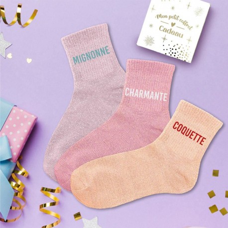 Coffret Trio Chaussettes Paillettes Fantaisie