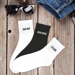 Coffret Trio Chaussettes Homme Noires et Blanches Fantaisie