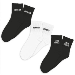 Coffret Trio Chaussettes Homme Noires et Blanches Fantaisie