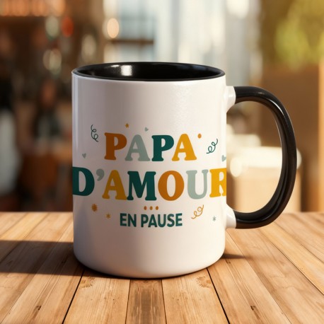 Mug Noir Papa d'Amour en Pause