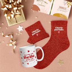 Coffret Cadeaux Paillettes Fantaisie - Tasse & Chaussettes
