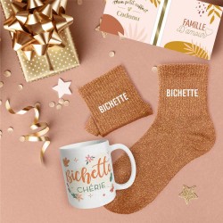 Coffret Cadeaux Paillettes Fantaisie - Tasse & Chaussettes