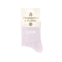 Chaussettes Paillettes Colorées Mot Fantaisie