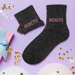 Chaussettes Paillettes Colorées Mot Fantaisie