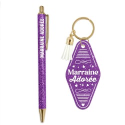 Duo de Cadeaux Paillettes - Stylo & Porte-Clés
