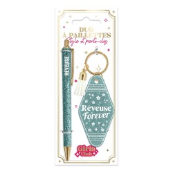 Duo de Cadeaux Paillettes - Stylo & Porte-Clés