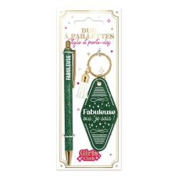 Duo de Cadeaux Paillettes - Stylo & Porte-Clés